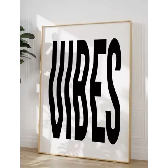 Vibes Wavy Text Typography Art Print - Retro Trendy Typograpic Bold Quote