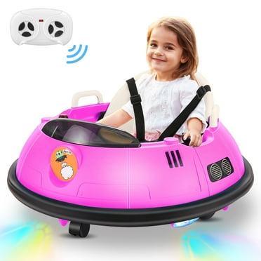 Vibespark 12V Bumper Car for Kid with Remote Control, Ride on Toys for Toddlers w/ 360 Degree Spin, 3 LED Lights, 5-point Safety Belit, 3 Speeds, Baby Bumper Car, Pink