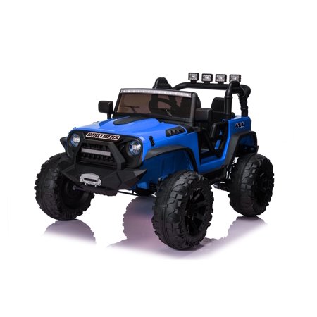 Vibespark 2 Seater 24 Volt Ride on Toys with Remote Control, 9AH Battery Powered Toy Car w/ 2*200W Motor, Spring Suspension, 3 Speeds, LED Lights, Bluetooth Music Kids Ride on Truck Car, Blue