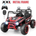thumbnail image 1 of Funcid Metal Frame 24 Volt Ride on Toys, 2-Seater Ride on Cars with Remote Control, Electric Car for Kids, Power UTV Wheels with Key Start, Storage Bag, Bluetooth, Music, Spring Suspension, Red, 1 of 9