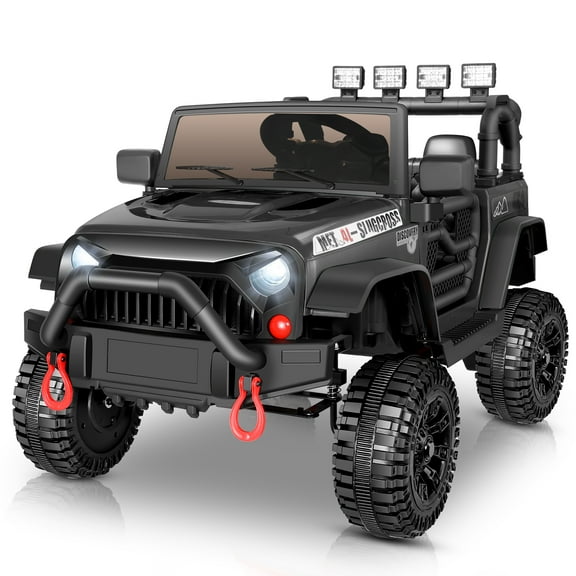 Vibespark 24V Ride on Toys with 2*200W Moter, Electric Battery Powered Truck Car for Kid w/ Parent Remote Control, Bluetooth Music, 4 Wheels Spring Suspension, LED Lights, Black