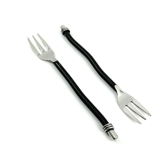 Vibhsa Appetizer Forks Twisted Handle Salad Forks Set of 6 (5"L, Stainless Steel, Black Handle)