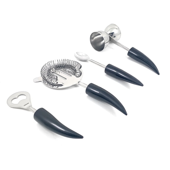 Vibhsa Bar Tools Accessories Bartending Kit set of 4 for Home Bar (Black)