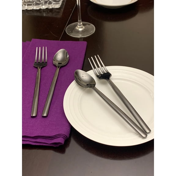 Vibhsa Black Silverware Appetizer Forks and Dessert Spoons 8 Piece Set