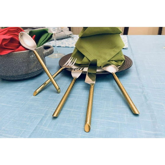 Vibhsa Golden and Silver 5 Piece Stainless Steel Flatware set (Service for 1)