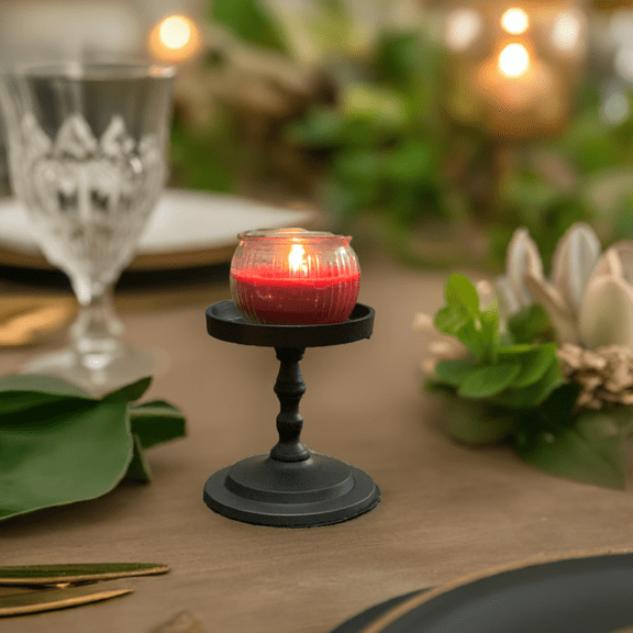 Vibhsa Pillar Candle Holder - Matte Black (4.5"H)