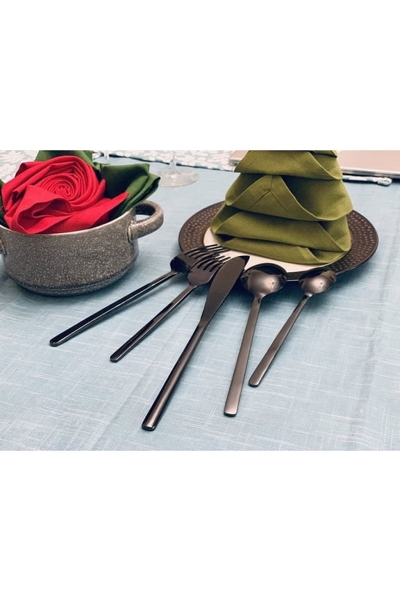 Vibhsa Stainless Steel Black Flatware set of 20 (Glossy Finish)