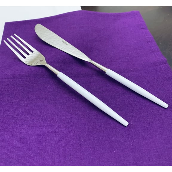 Vibhsa Stainless Steel Dinner Knife and Dinner Fork Set of 12 (Hammered Mouth)