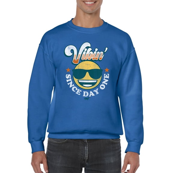 Vibin’ Since Day One - Cool Retro Emoji Smiley Graphic Men's Sweatshirt