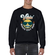 Vibin  Since Day One - Cool Retro Emoji Smiley Graphic Mens Sweatshirt