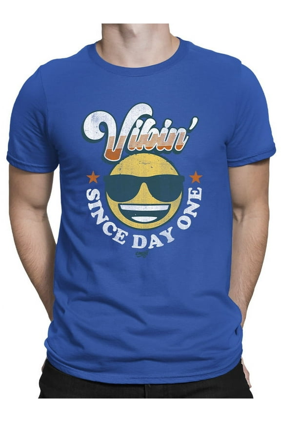 Vibin’ Since Day One - Cool Retro Emoji Smiley Graphic Men's T-shirt