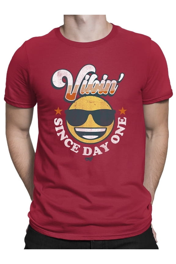 Vibin’ Since Day One - Cool Retro Emoji Smiley Graphic Men's T-shirt