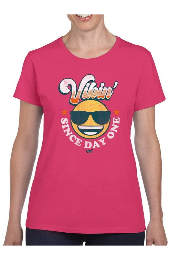 Vibin’ Since Day One - Cool Retro Emoji Smiley Graphic Women's T-shirt