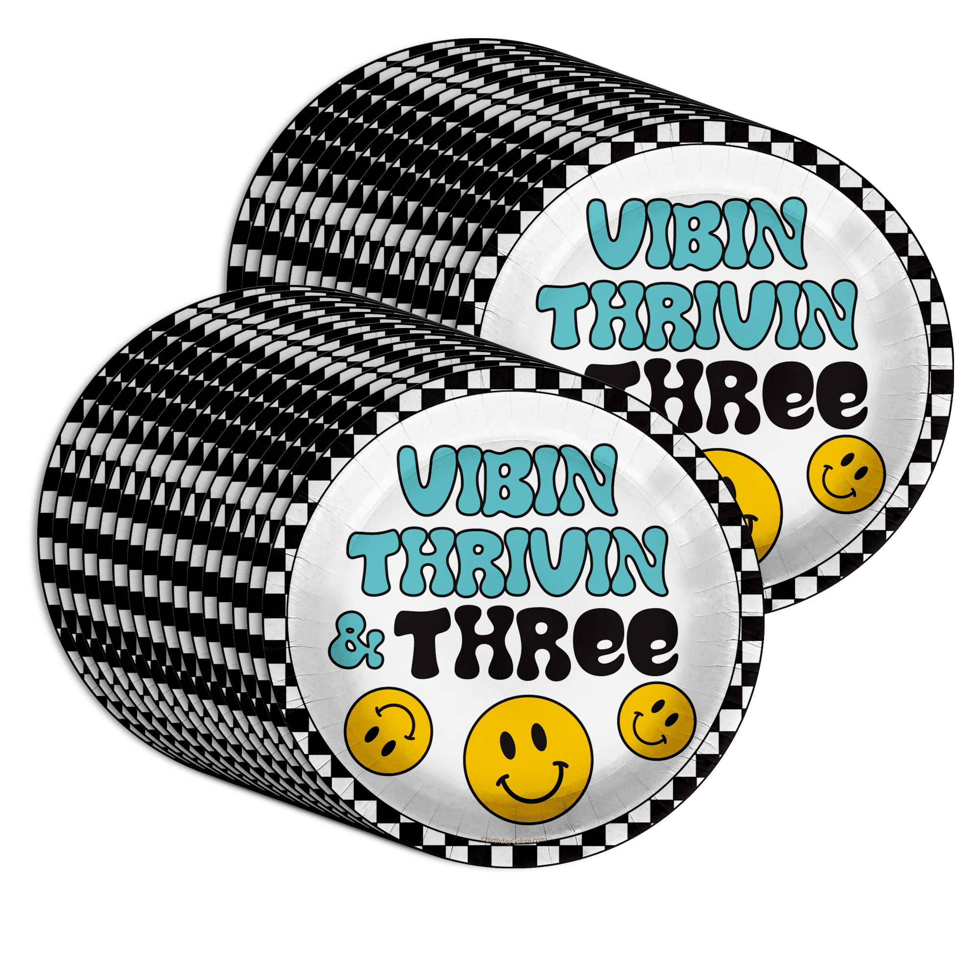 Vibin Thrivin' and Three Smiley Face 3rd Birthday Party Supplies Large ...