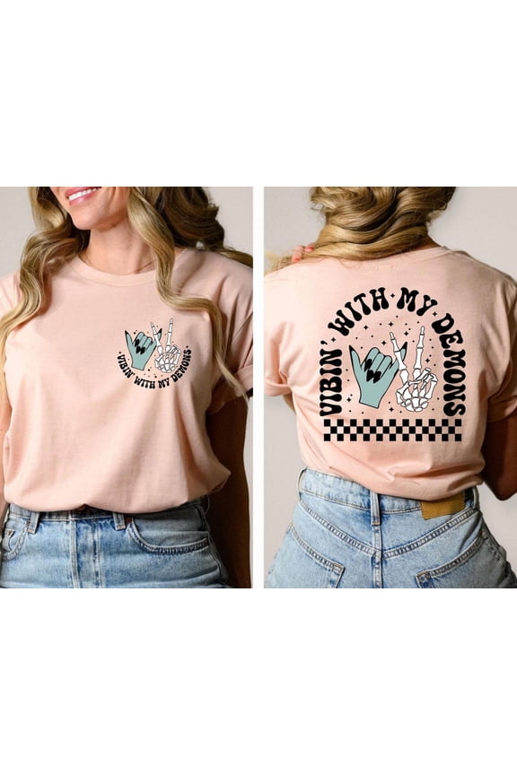 Vibin With My Demons Shirt, Witch Hand Shirt, Trendy Tee, Shirt, Witch Hand Shirt, Witchy Shirt All Size S-5XL