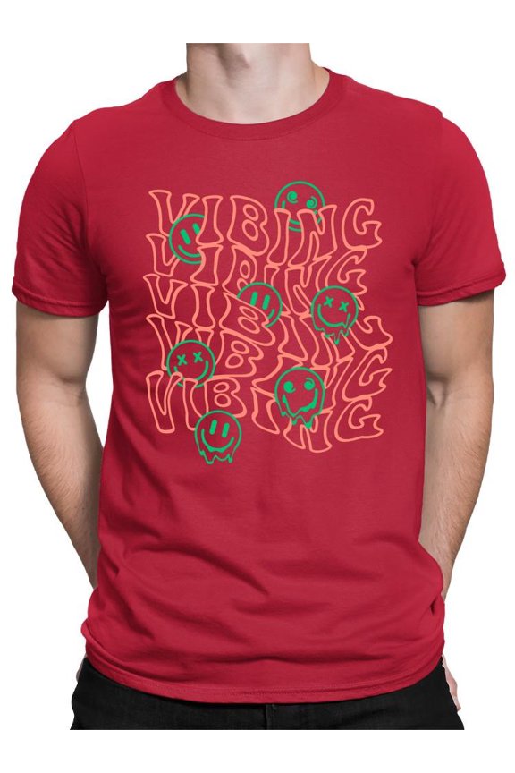 Vibing Smiley Face Graphic Tee T-shirt Color Men's