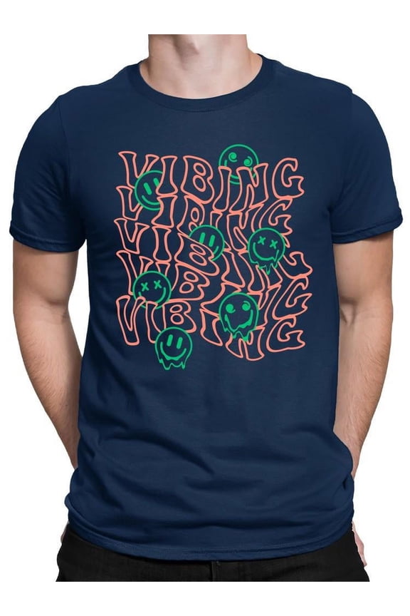 Vibing Smiley Face Graphic Tee T-shirt Color Men's
