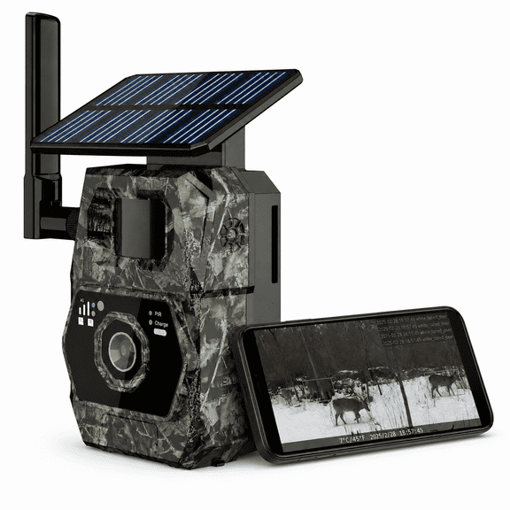 VIBROWL Cam AI 4G Cellular Trail Camera with Live View, AI Wildlife Detection, Solar Powered Game Camera for Hunting & Wildlife Monitoring, 100MP Photos, 4K Video with Audio, IP66