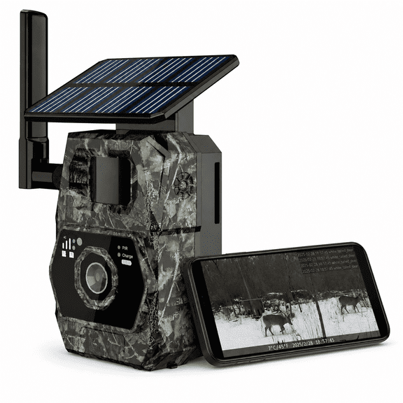VIBROWL Cam AI 4G Cellular Trail Camera with Live View, AI Wildlife Detection, Solar Powered Game Camera for Hunting & Wildlife Monitoring, 100MP Photos, 4K Video with Audio, IP66