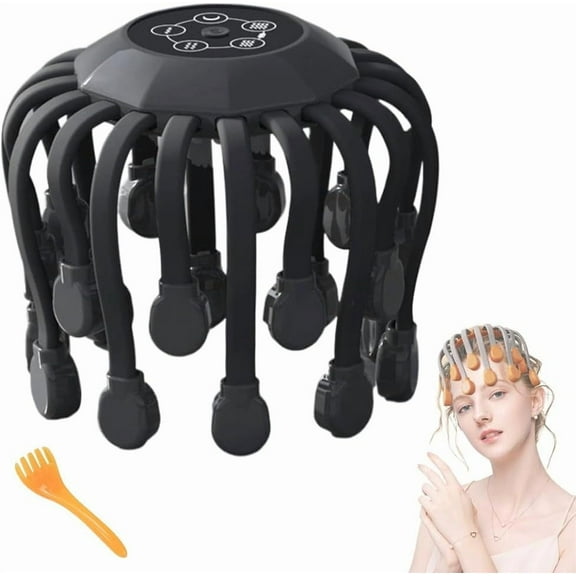 Vibra Calm Electric Head Massager with 20 Vibrating Points, Scalp Massage Tool with Music, Black, Upgraded Version
