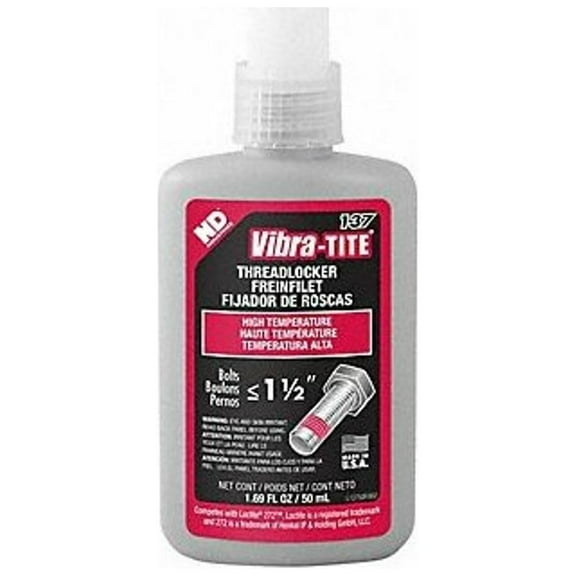 Threadlocker, VIBRA-TITE 137, Red, High Strength, Liquid, 50 mL Bottle