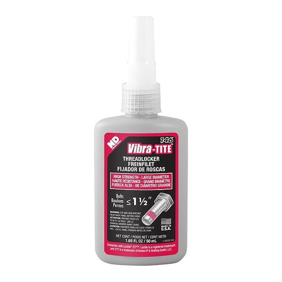 Threadlocker, VIBRA-TITE 146, Red, High Strength, Liquid, 50 mL Bottle