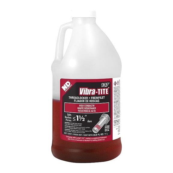 Threadlocker, VIBRA-TITE 137, Red, High Strength, Liquid, 1L Bottle