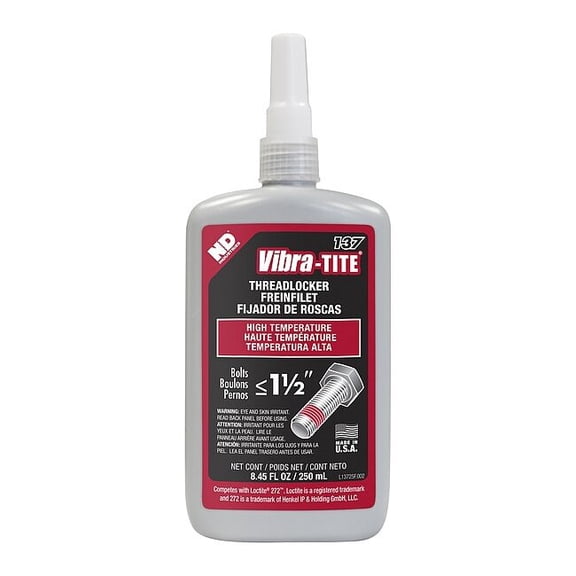 Threadlocker, VIBRA-TITE 137, Red, High Strength, Liquid, 250 mL Bottle