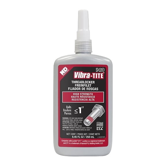 Threadlocker, VIBRA-TITE 140, Red, High Strength, Liquid, 250 mL Bottle