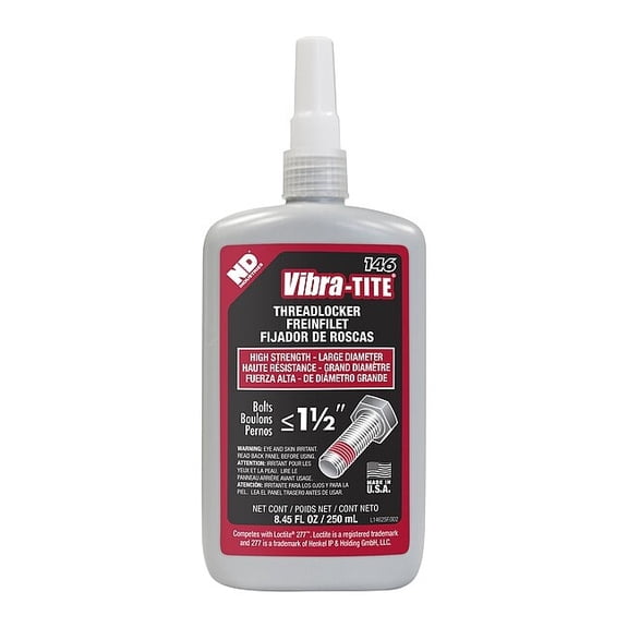 Threadlocker, VIBRA-TITE 146, Red, High Strength, Liquid, 250 mL Bottle