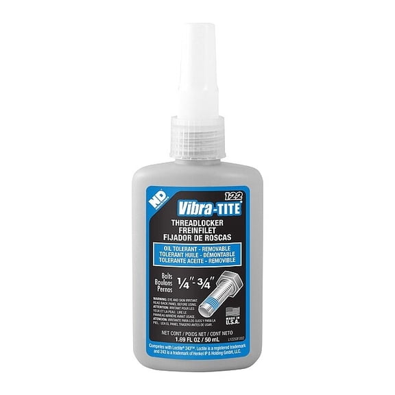 Primerless Threadlocker, VIBRA-TITE 122, Blue, Medium Strength, Liquid, 50 mL
