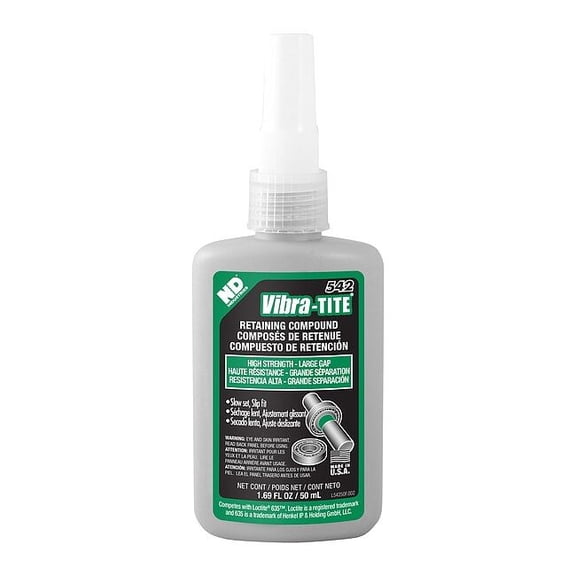 Vibra-Tite Retaining Compound, 542 Series, Green, Liquid, 50ml, Bottle 54250