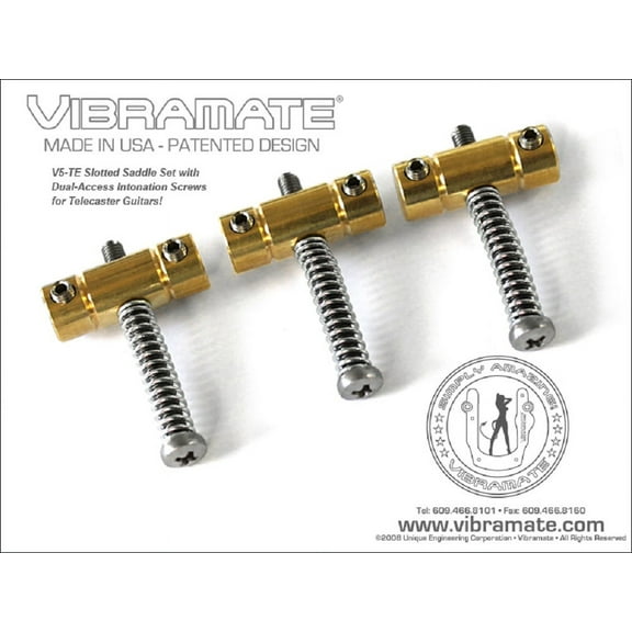 Vibramate V5-TE Saddle Set For Tele - BRASS