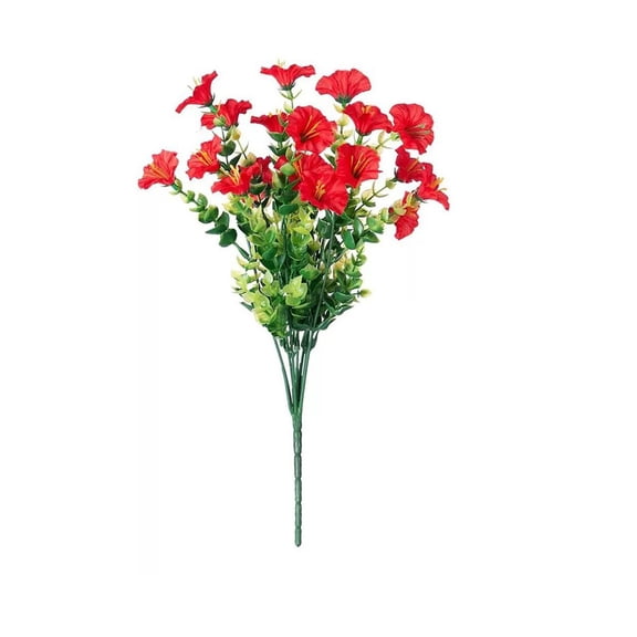 Vibrant 10-Bundle Artificial Flowers: Lifelike Morning Glory & Eucalyptus Decor