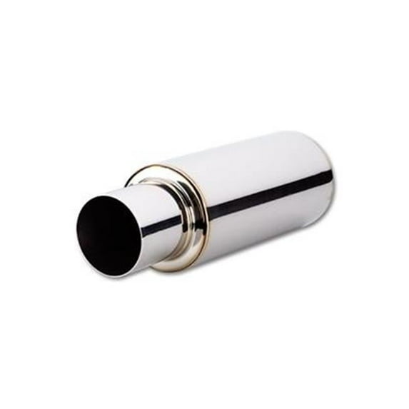 Vibrant 1057 Stainless Steel Case Exhaust Muffler - Silver - 6.25 In.