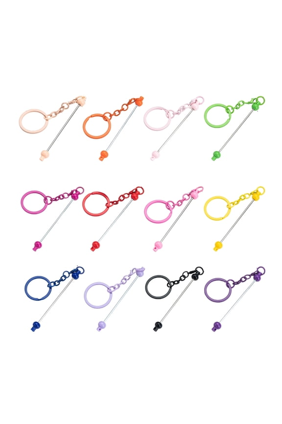 Vibrant 12 Color Bead Set Beadable Accessory for Keychain Charm for Beginners and Craft Enthusiasts