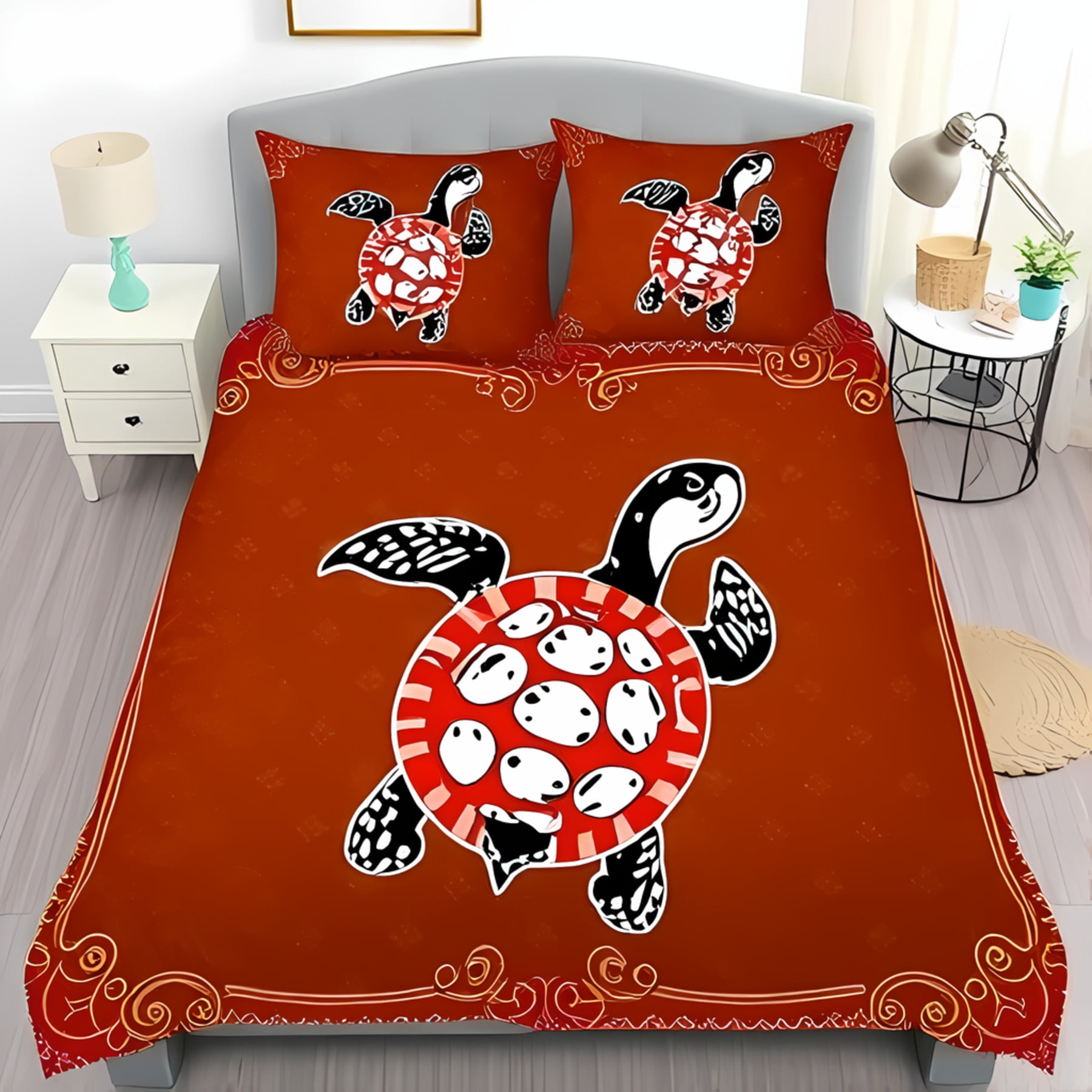 Pretty Orange Duvet Cover Set 4pcs