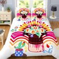 thumbnail image 1 of Vibrant 3-Piece Duvet Cover Set with Large Floral Pattern in Pink Orange & Yellow - Includes Matching Pillows - Bright & Cheerful Bedding for a Cozy Bedroom, 1 of 4