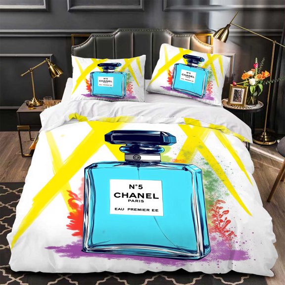Vibrant 3-Piece Duvet Cover Set with Artistic Design Bold Yellow & Red Strokes Modern Bedroom Decor