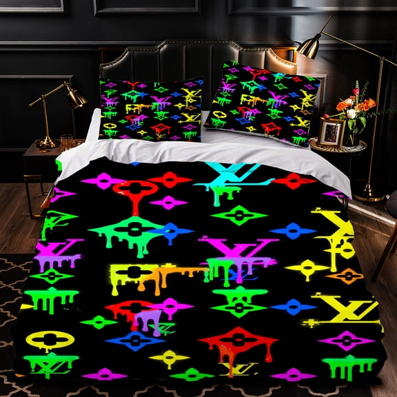 Vibrant 3-Piece Duvet Cover Set with Colorful Dripping Pattern & Design - Modern Bedding for Stylish Bedrooms