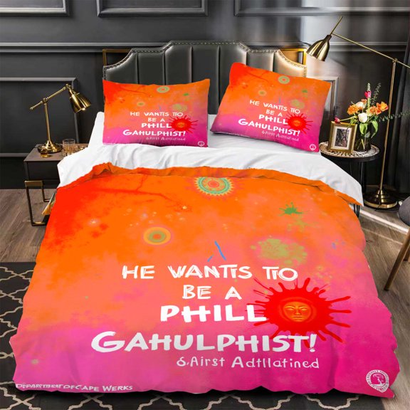 Vibrant 3-Piece Duvet Cover Set with Playful Orange & Pink Patterns Colorful Floral Design Perfect for a Fun Bedroom Makeover