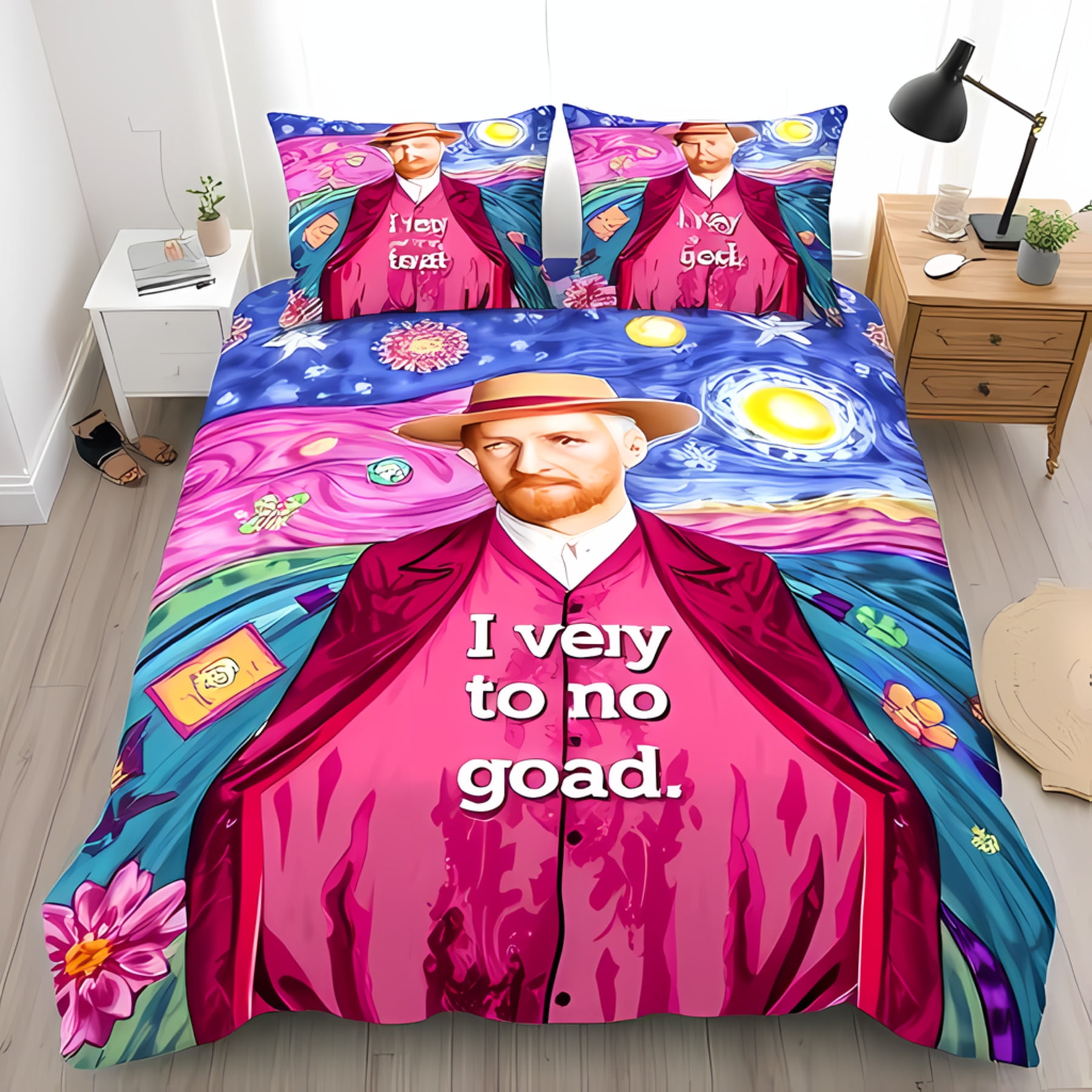 Vibrant 3-Piece Duvet Cover Set with Whimsical Design in Pink ...