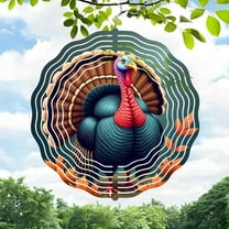 Vibrant 3D Metal Hanging Wind Spinner - Colorful Turkey Design for Yard & Garden Decor Unique with Dynamic Circles
