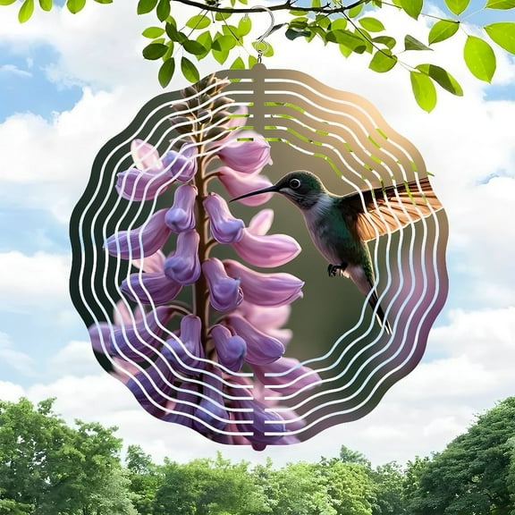 Vibrant 3D Metal Hanging Wind Spinners - Colorful Flower Design for Yard and Garden Decor