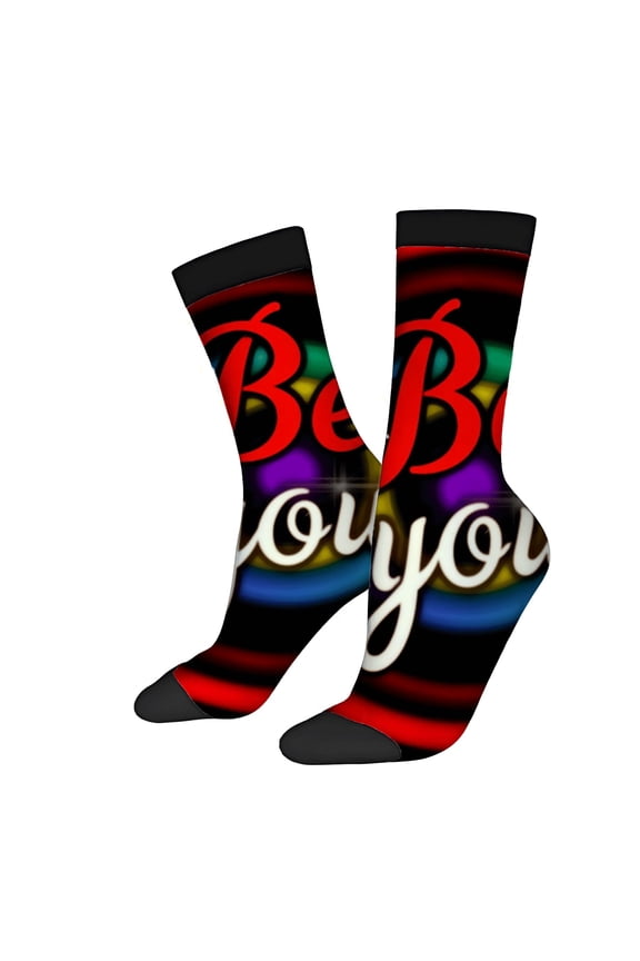 Vibrant 4 Seasons Universal Socks - 2 Pairs Bold ' Be You ' Design with Colorful Circles Unisex Trendy Socks Perfect for Any Occasion