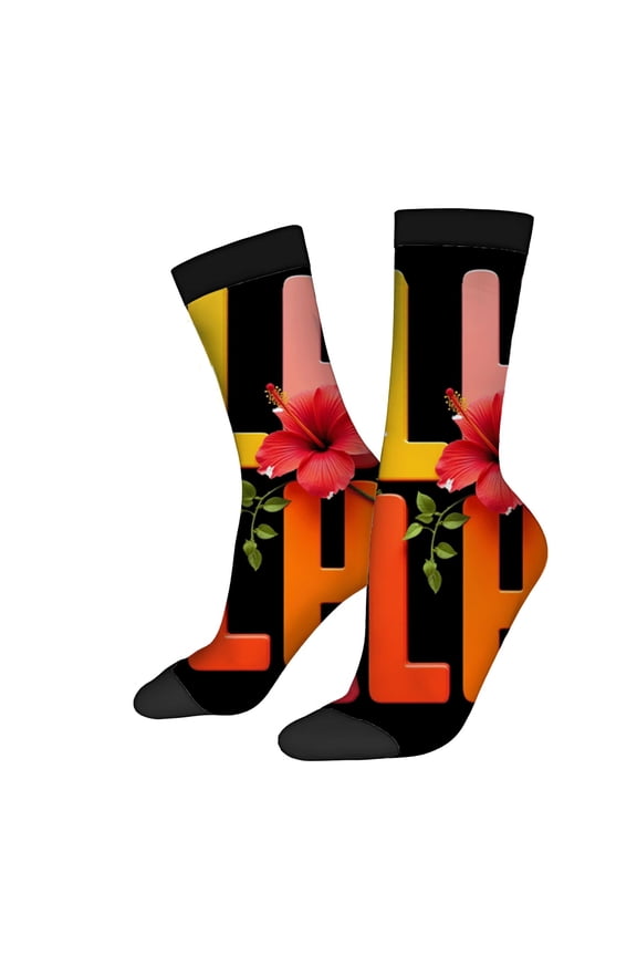 Vibrant 4 Seasons Universal Socks - 2 Pairs of Unisex Trendy Socks with Bold Patterns Colorful Letters Design