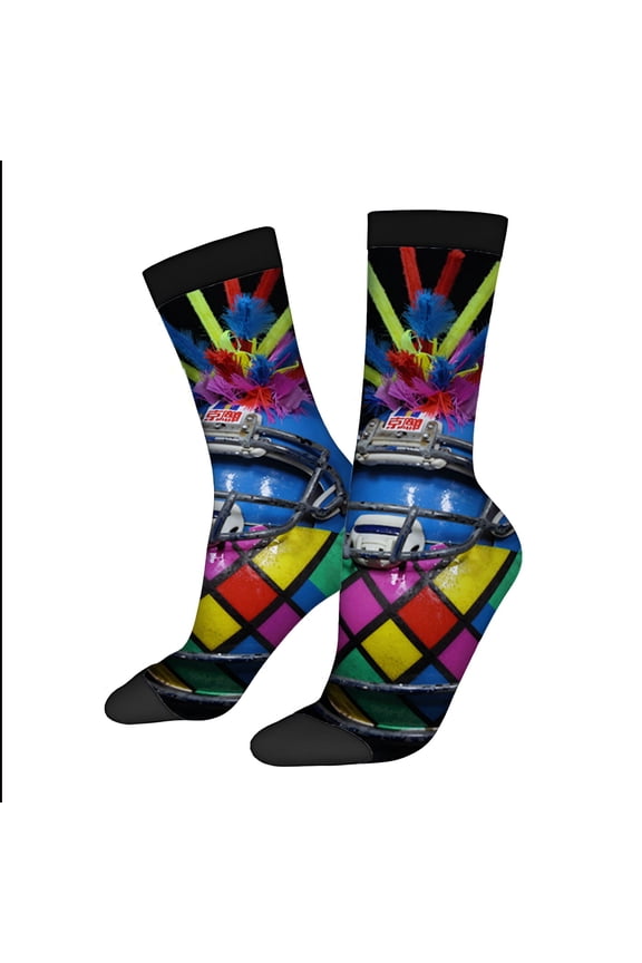 Vibrant 4 Seasons Universal Socks - 2 Pairs of Unisex Trendy Socks with Colorful Drum Set & Abstract Shapes Design