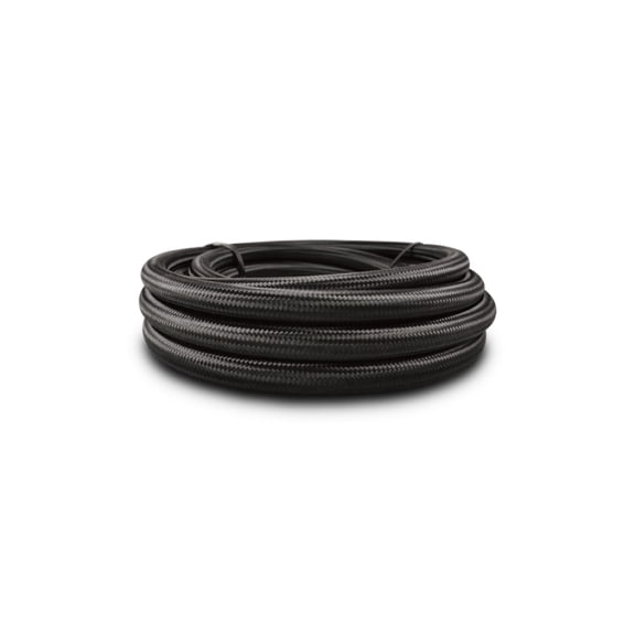 Vibrant -6 AN Black Nylon Braided Flex Hose w/PTFE Liner (150ft Roll)