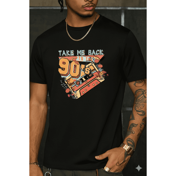 Vibrant 90s Nostalgic Throwback Retro Vintage Graphic Print Style Unisex T-Shirt, up to size 5XL