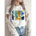thumbnail image 1 of Vibrant Abstract Art Print Women's Short Sleeve Crew Neck T-Shirt for Summer & Spring, Casual Fashion Top with Unique Design, 1 of 8